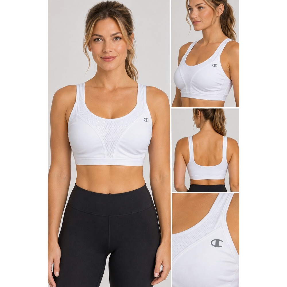 Champion White High Support Mesh Sports Bra 34DD Adjustable Straps